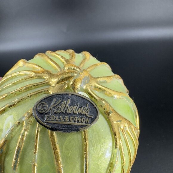 Katherine's Collection Retired Large Egg Green Painted Gold Lines Figurine VTG - Picture 5 of 13